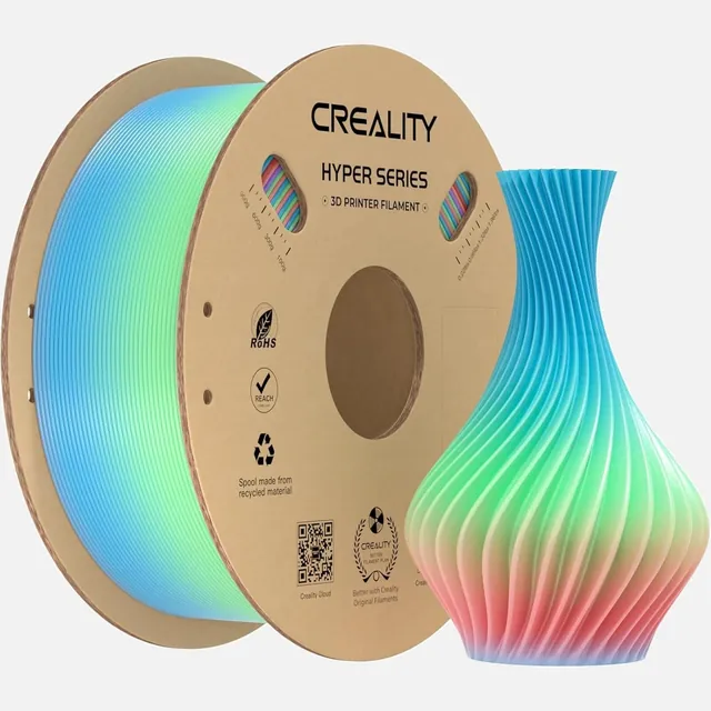 Spool of long-gradient rainbow PLA filament